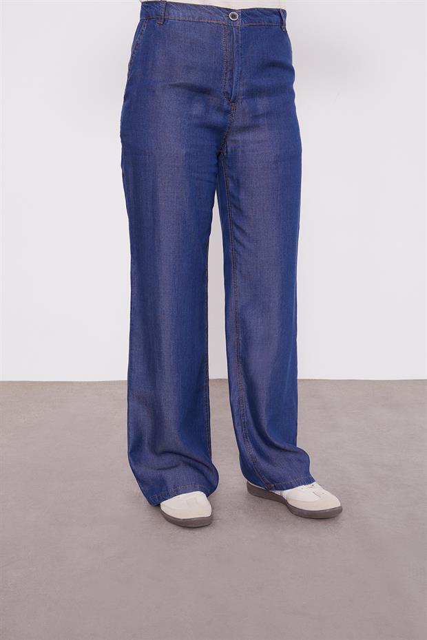 Koyu Mavi Cep Taşlı Denim İkili Takım