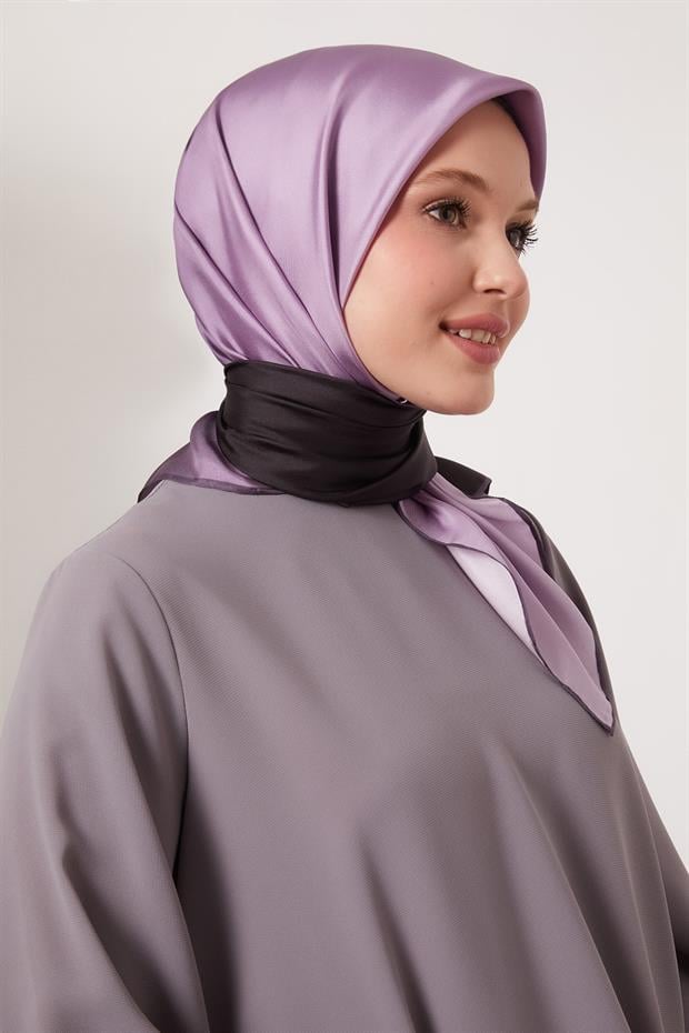 K.Mor Geçişli Twill İpek Eşarp