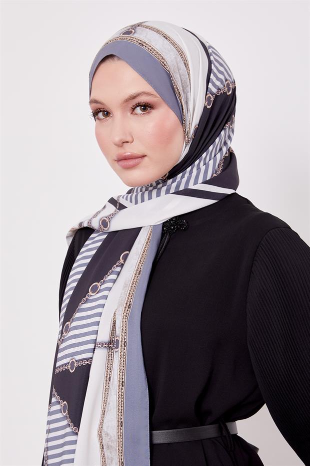 Koyu Gri Zincir Desen Love