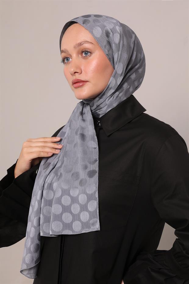 Koyu Gri Benek Desenli Jakar Capri Şal