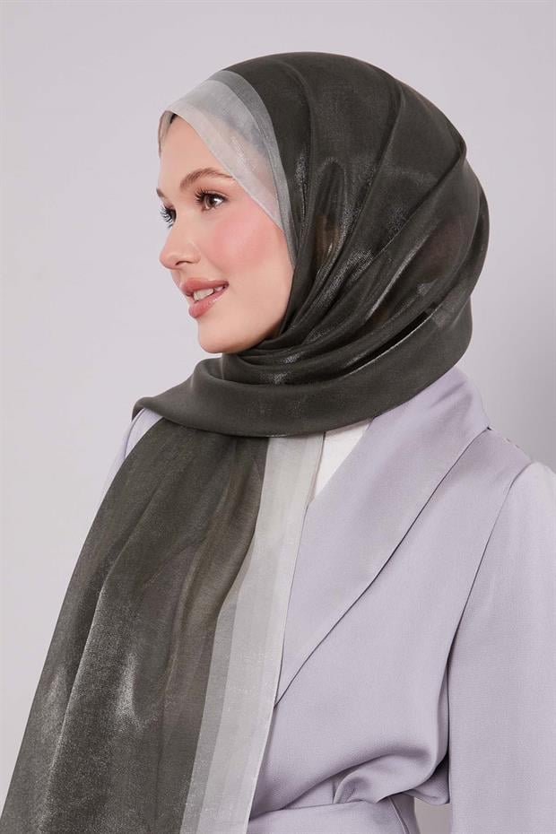 Koyu Yeşil Renk Geçişli Kehribar Şal