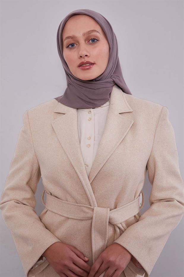 Koyu Taş Pamuklu Cazz Kare Eşarp