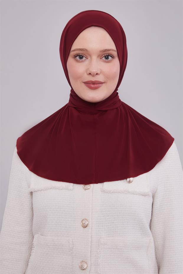 Koyu Bordo Pratik Spor Çıtçıt Şal Bone