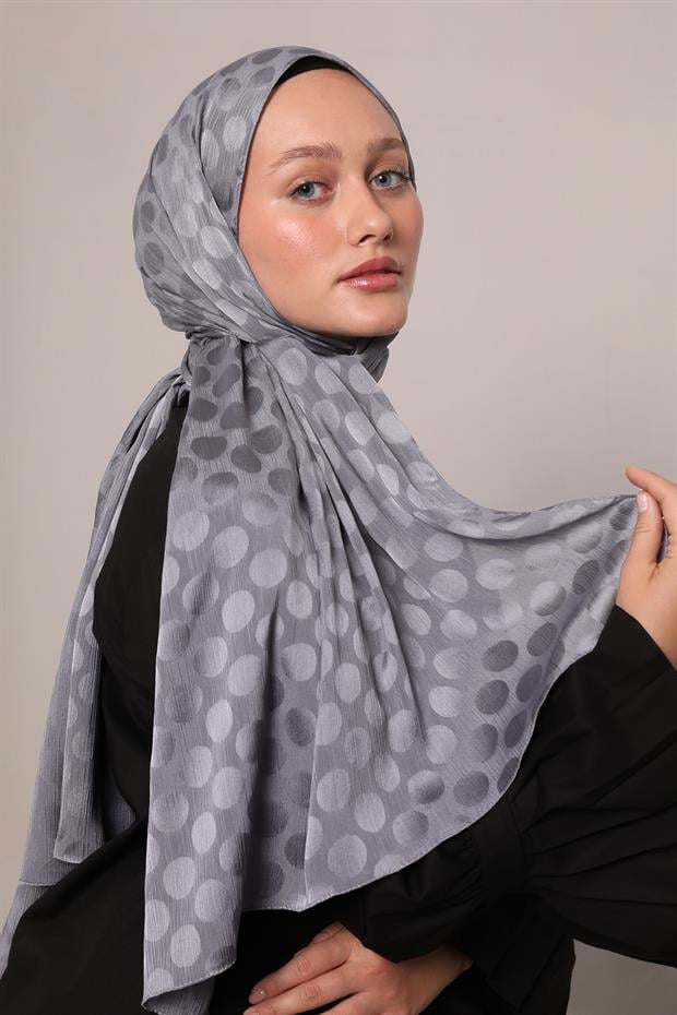 Koyu Gri Benek Desenli Jakar Capri Şal