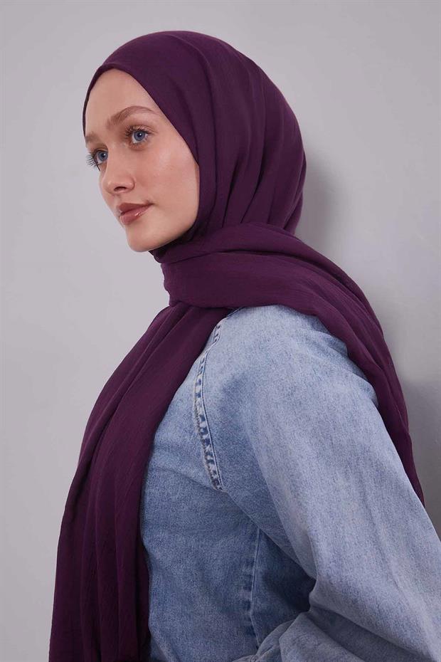 Koyu Mor Düz Hawai Şal