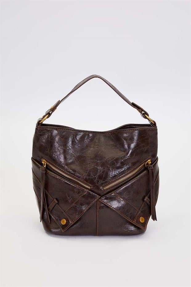 Koyu Bordo Cep Görünümlü El Çantası