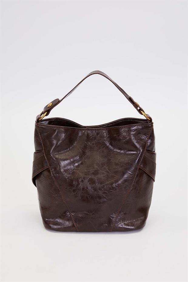 Koyu Bordo Cep Görünümlü El Çantası