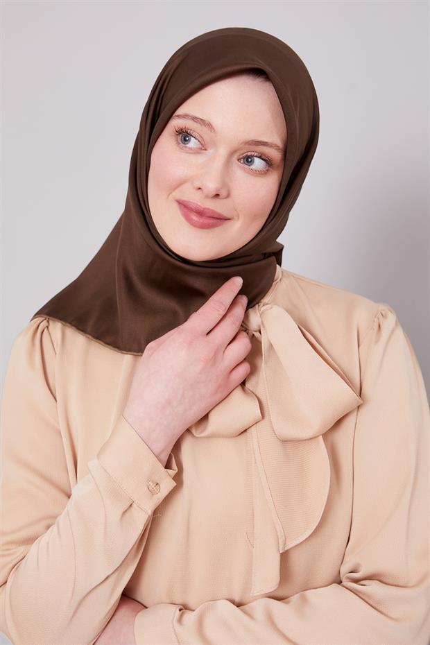 Koyu Haki Düz Renk Trend Twill Eşarp