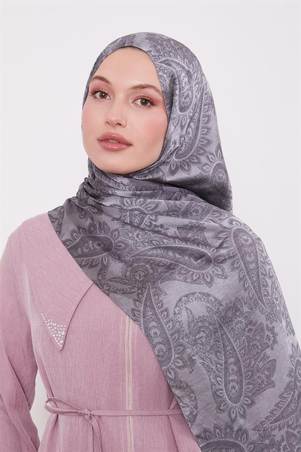 K.Gri Etnik Desen İtalyan Jakar Şal