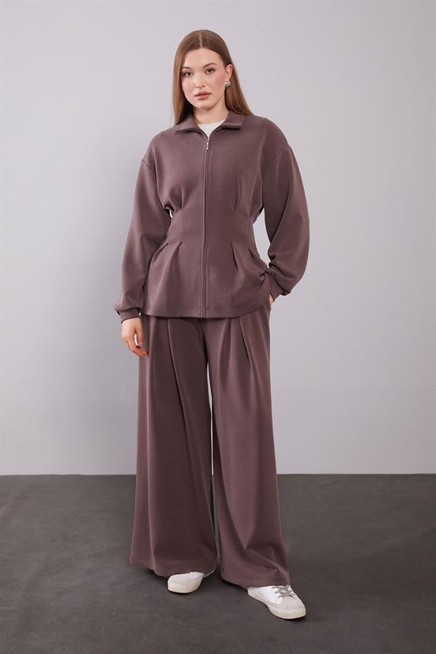 Kahve Belden Oturmalı Pile Detaylı İkili Takım