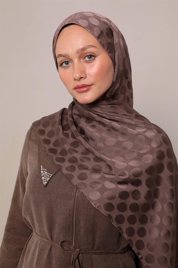 Kahve Benek Desenli Jakar Capri Şal