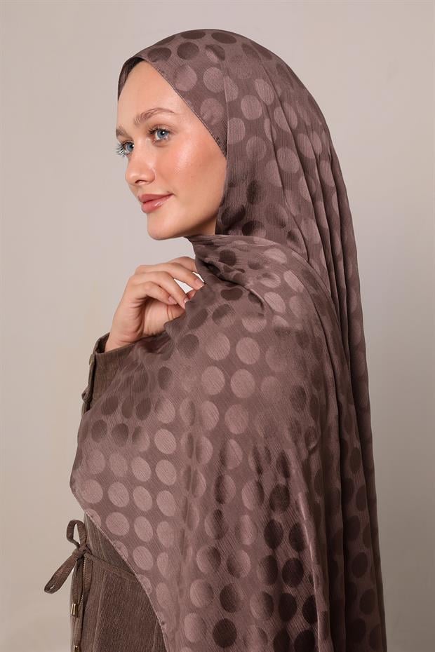 Kahve Benek Desenli Jakar Capri Şal