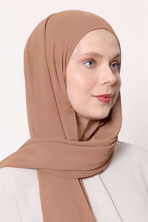 Kahve Büyük Hijap Şifon Şal