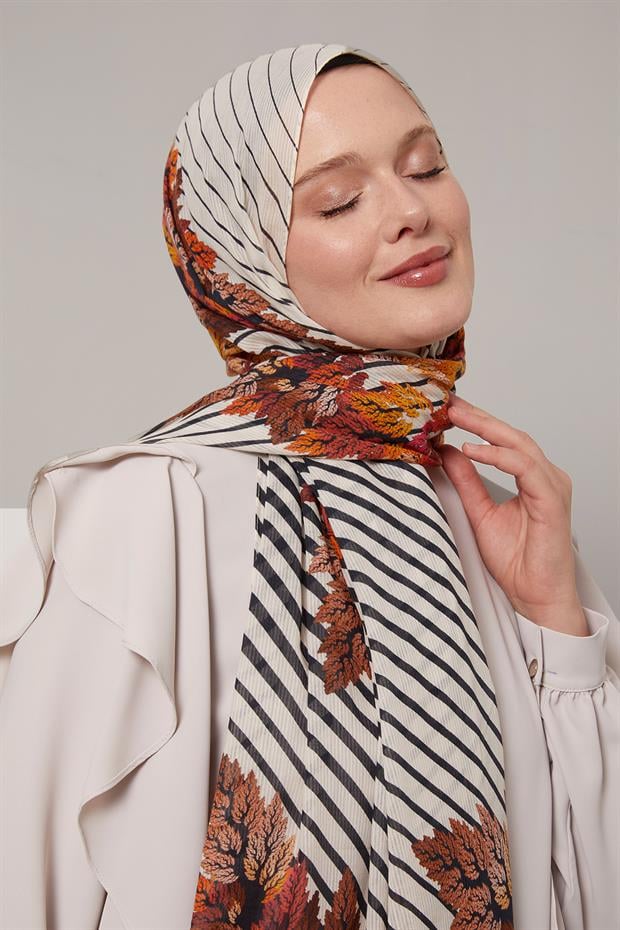 Kahve Çam Desen Pamuk Şal