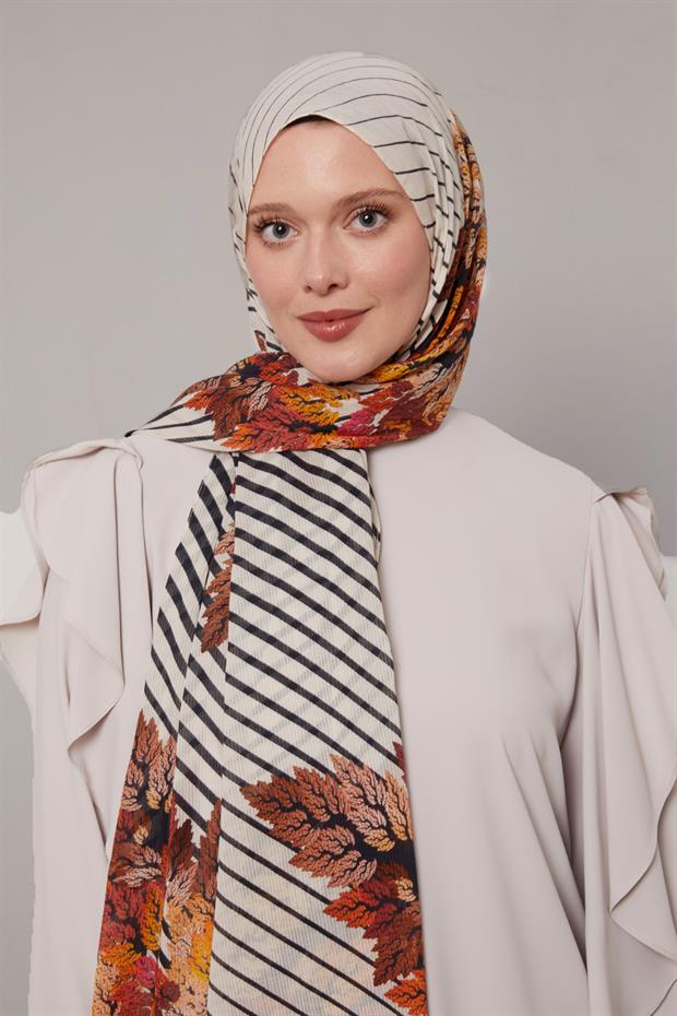 Kahve Çam Desen Pamuk Şal