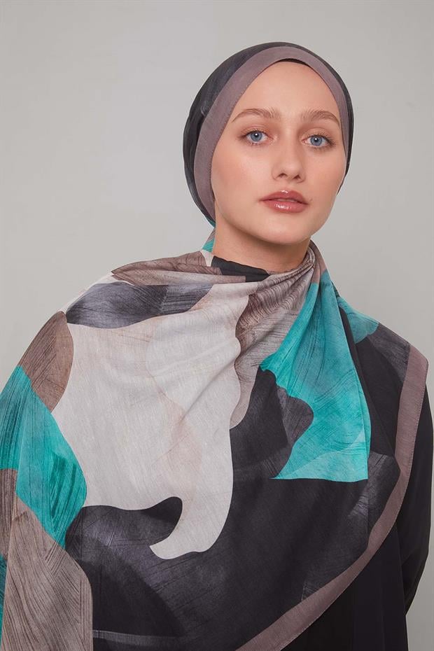 Kahve Çiçek Desen Sport Şal