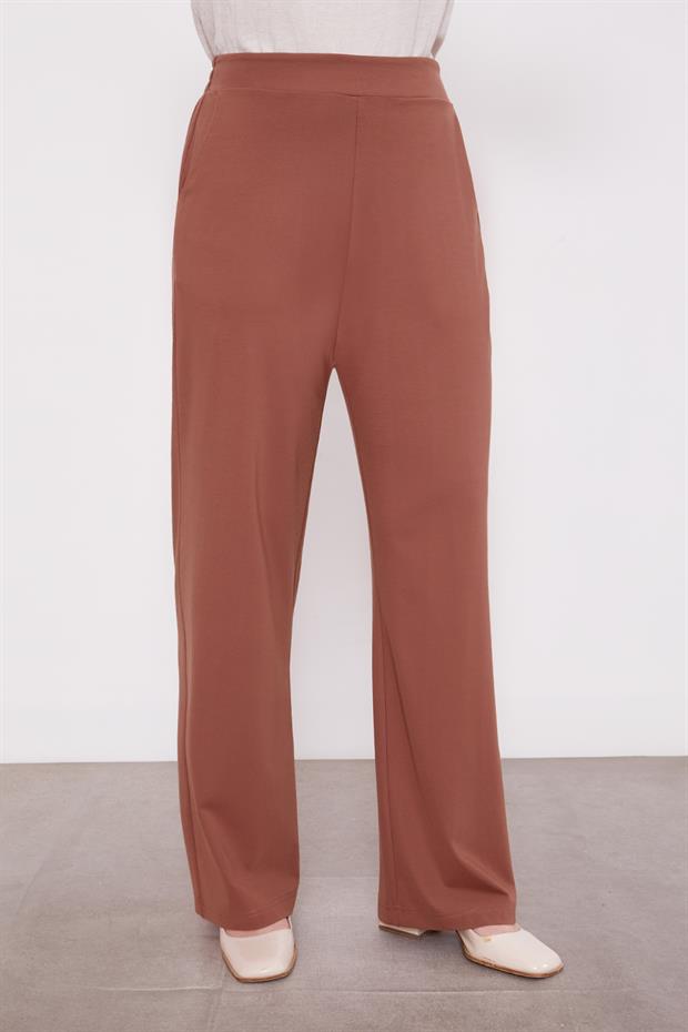 Kahve Çiçek İşlemeli İkili Takım