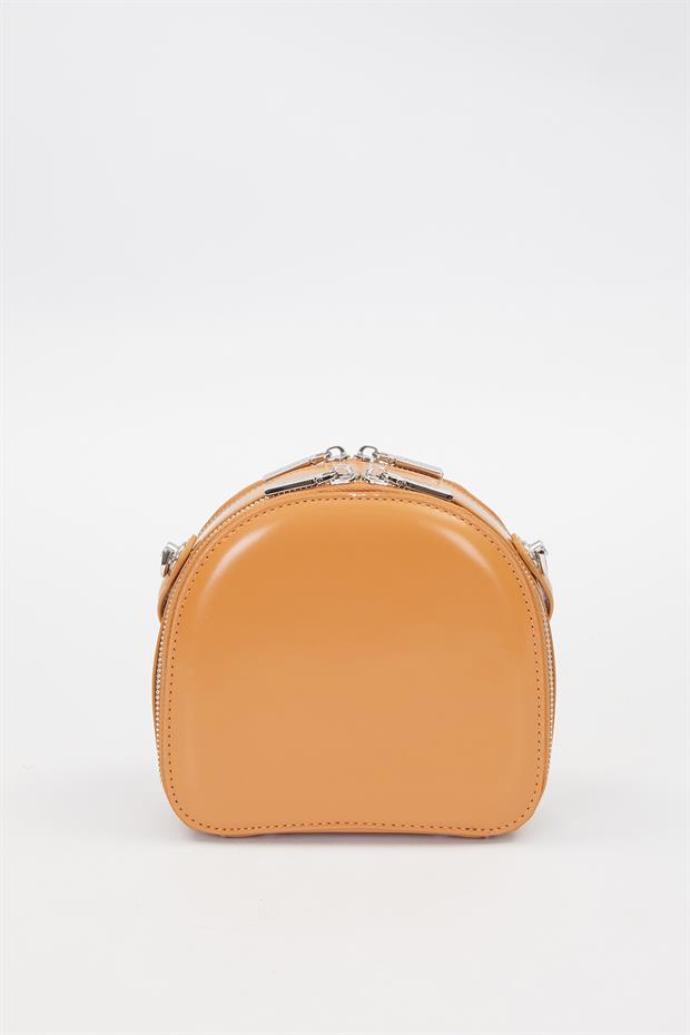 Kahve Çift Fermuarlı Omuz Çantası