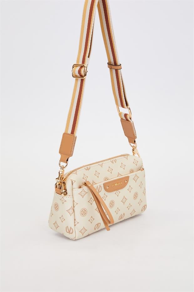 Kahve Çizgi Kuşaklı Omuz Çantası