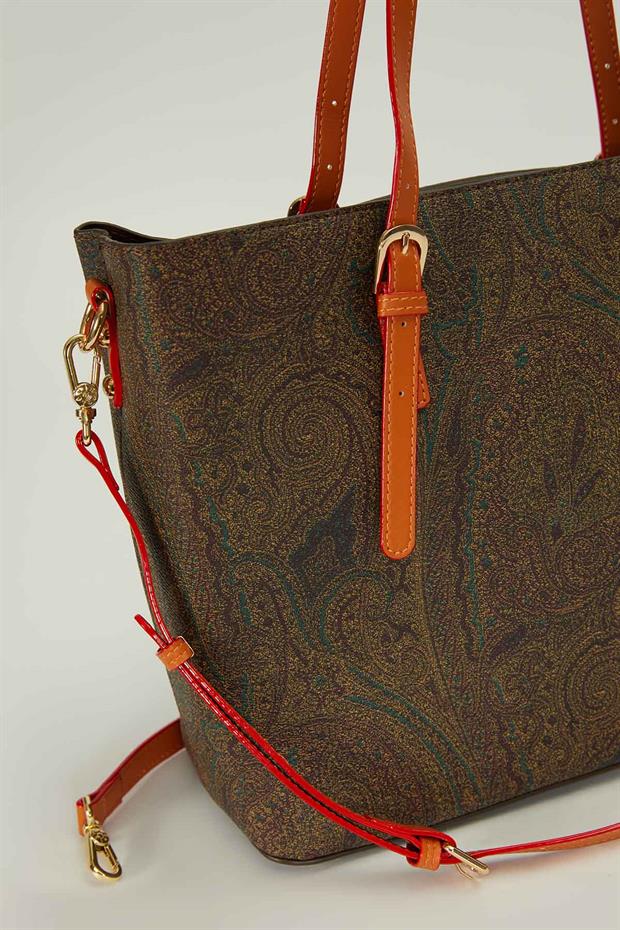 Kahve Çoklu Çanta Detaylı Omuz Çantası