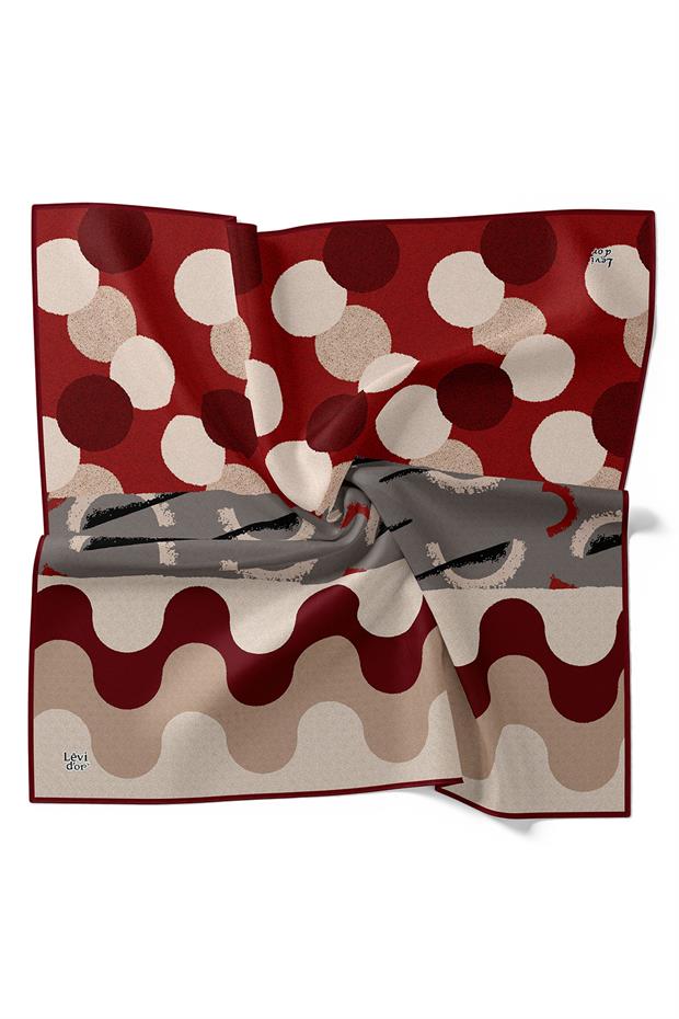 Kahve Yuvarlak Desen Twill İpek Eşarp