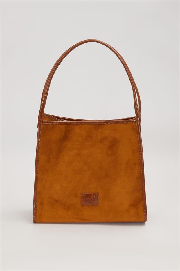 Kahve Dikdörtgen Form Geniş Omuz Çantası