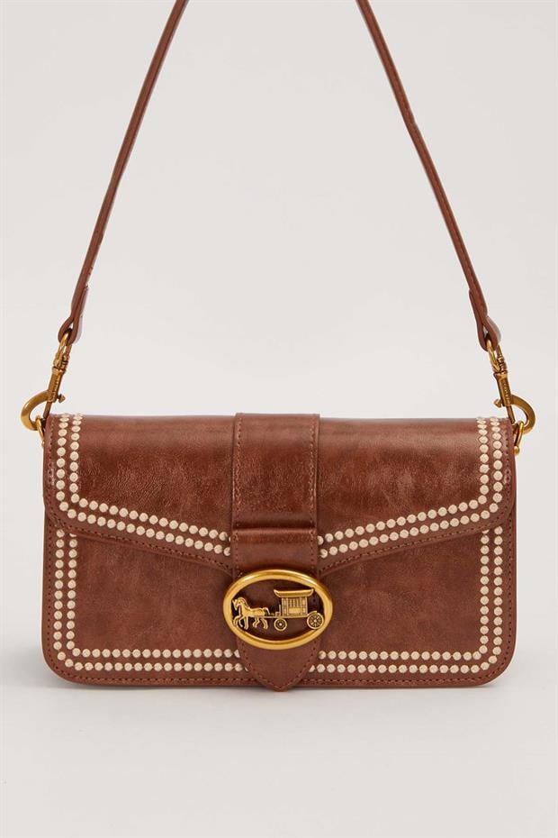 Kahve Dikişli Logo Detay Omuz Çantası