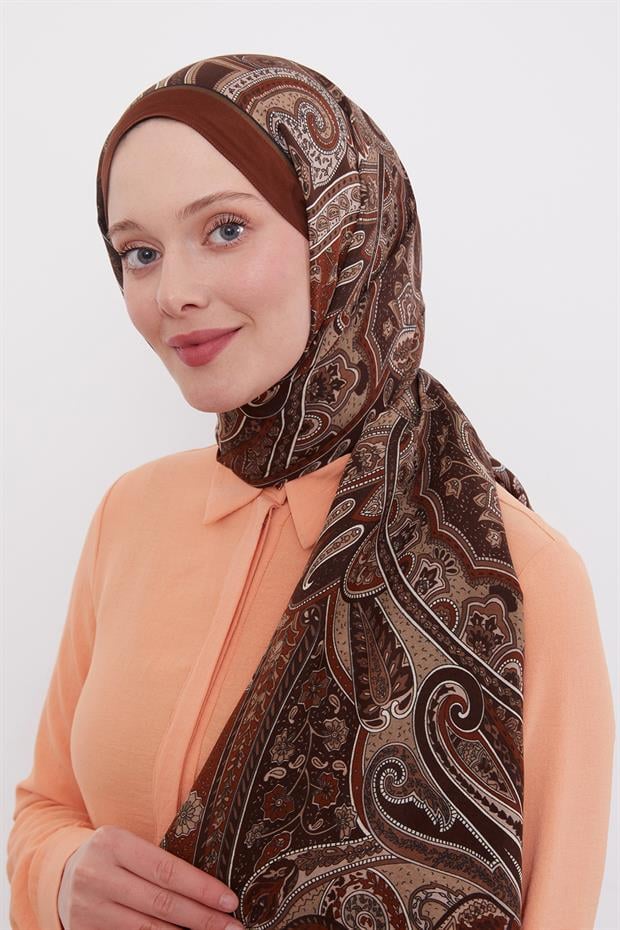 Kahve Etnik Desen Royal Şal