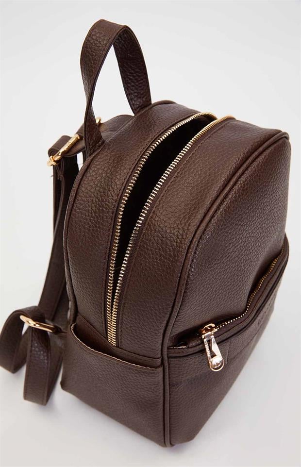 Kahve Fermuar Gözlü Sırt Çantası