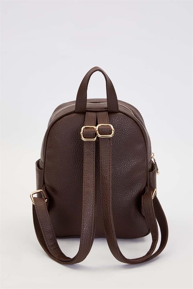 Kahve Fermuar Gözlü Sırt Çantası