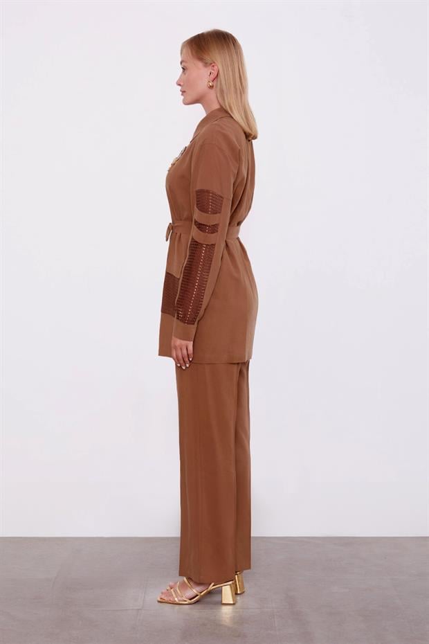 Kahve File Detaylı İkili Takım