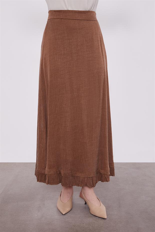 Kahve Fırfır Detaylı Cupra Etek Takım