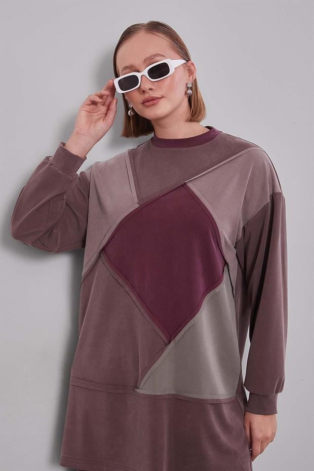 Kahve Geometrik Model İkili Takım