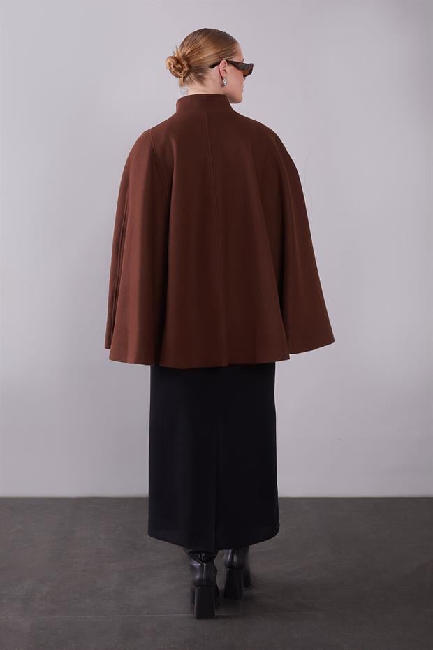 Kahve Gizli Kemer Detaylı Panço