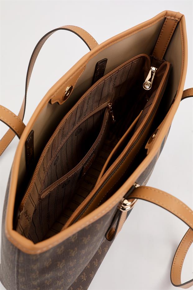 Kahve Gold Akseusar Detaylı Omuz Çantası