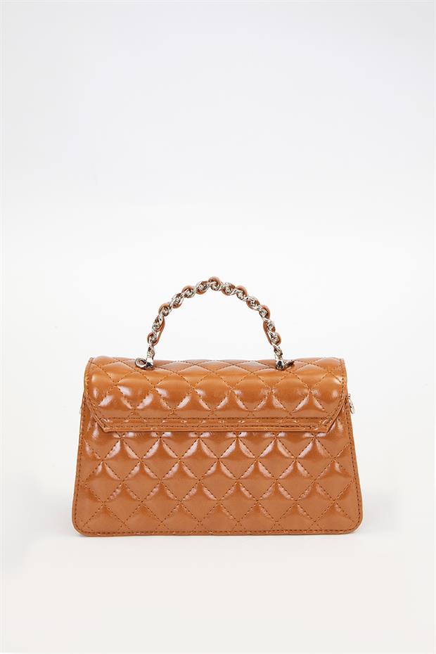 Kahve Gül Baskılı El Çantası