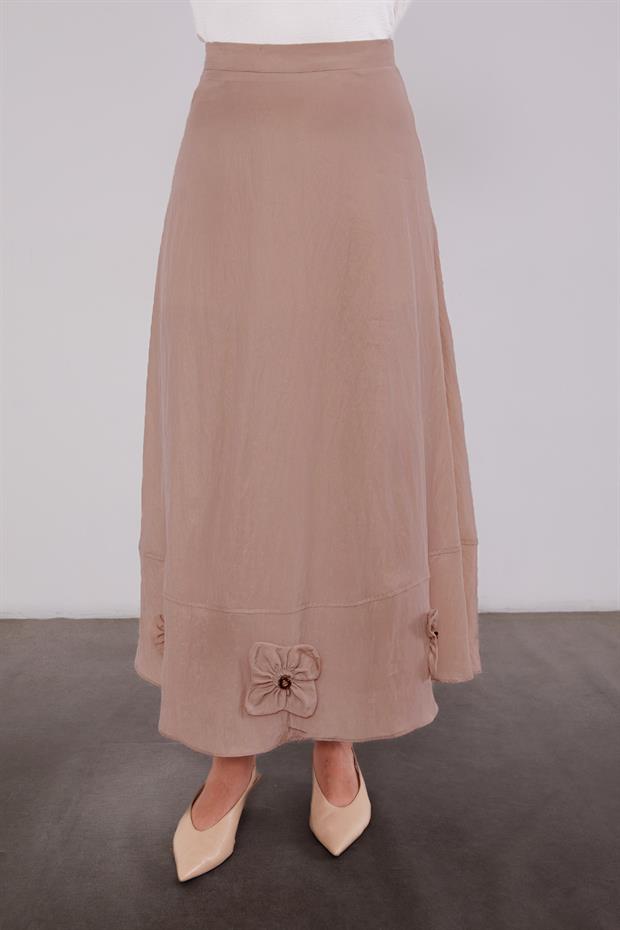 Kahve Gül Detaylı Cupra Etekli Takım