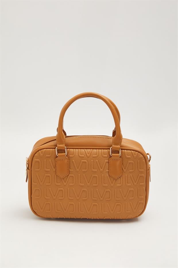 Kahve Kabartma Logo Baskılı El Çantası