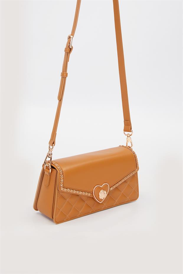 Kahve Kalp Toka Detay Omuz Çantası