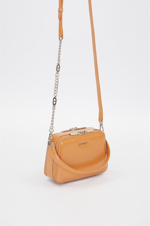 Kahve Kare Bombe Görünümlü Omuz Çantası