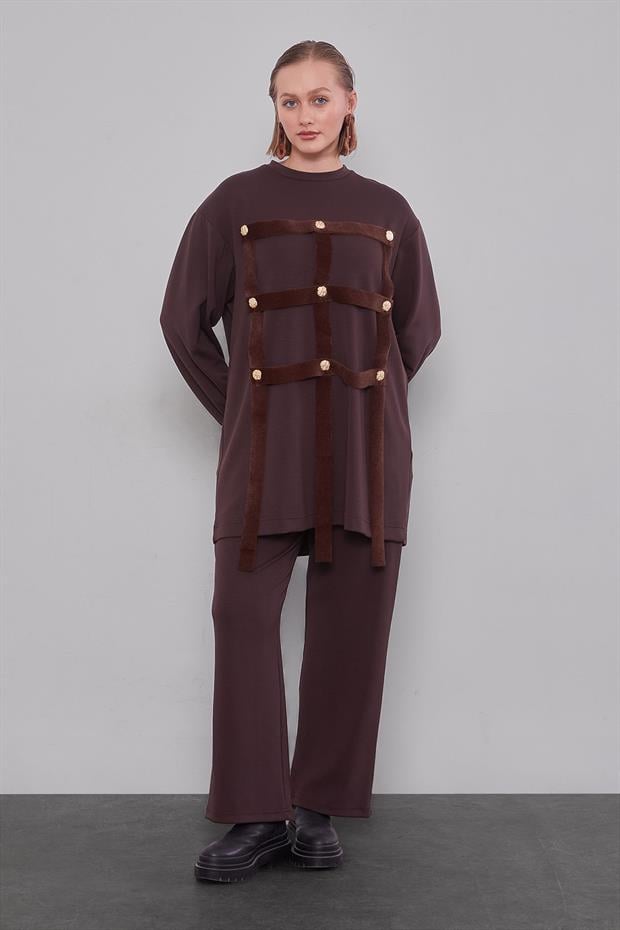 Kahve Kare Görünümlü İkili Takım