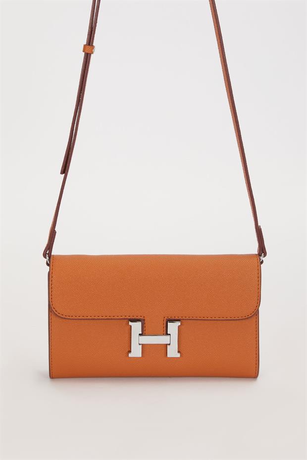 Kahve Kenar Dikiş Detaylı Omuz Çantası