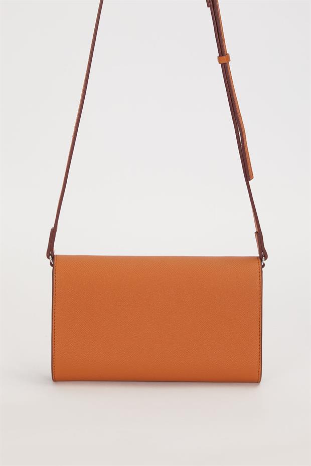 Kahve Kenar Dikiş Detaylı Omuz Çantası