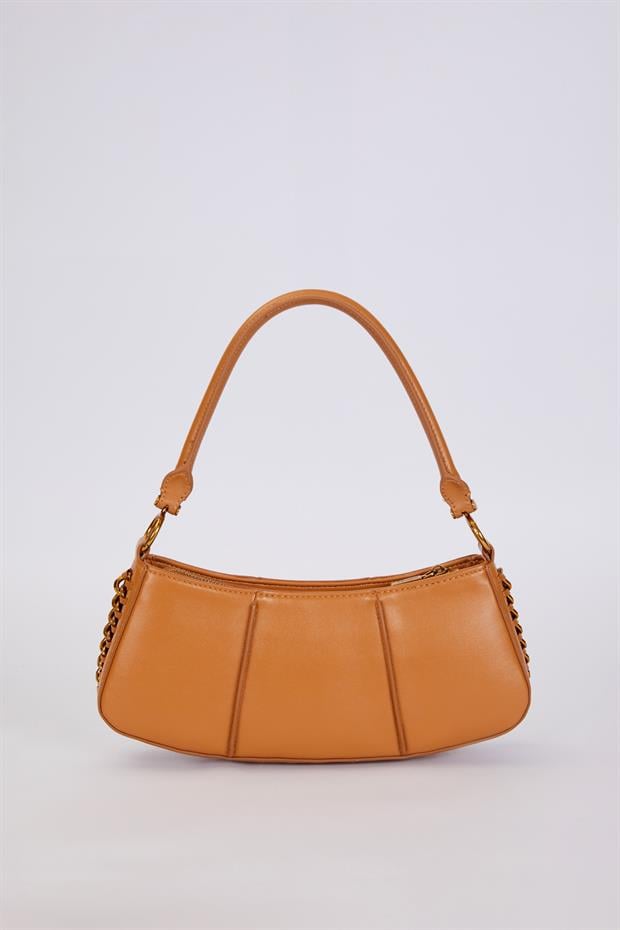 Kahve Kenar Dikiş Görünümlü Omuz Çantası