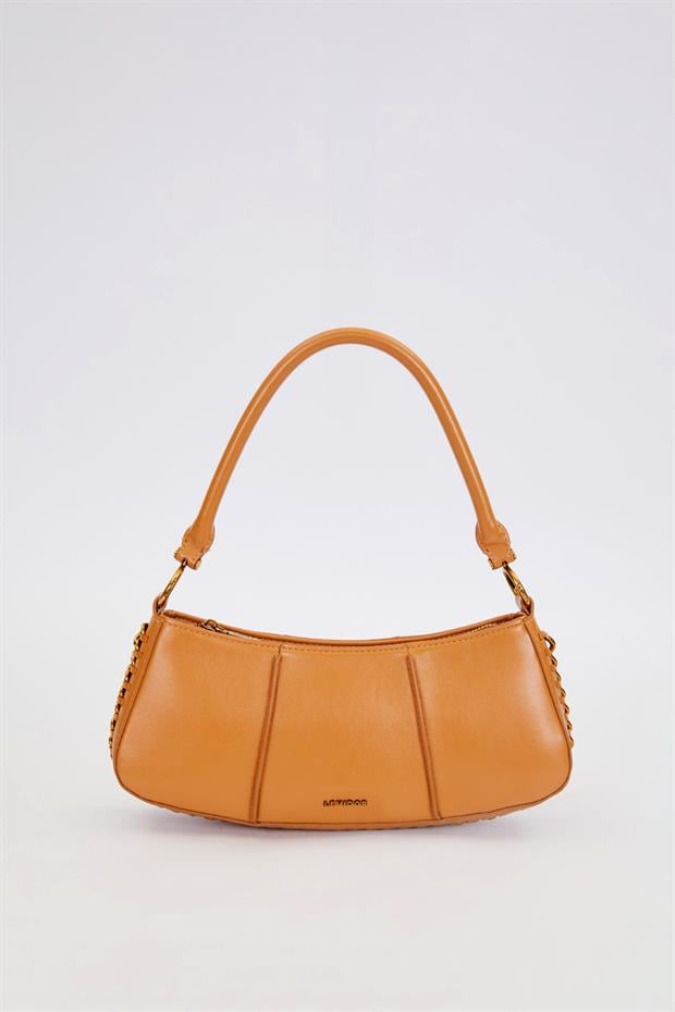 Kahve Kenar Dikiş Görünümlü Omuz Çantası