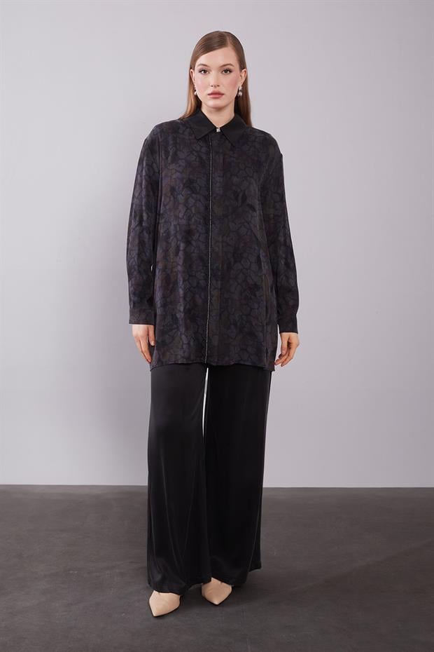 Kahve Kendinden Desenli Cupra İkili Takım