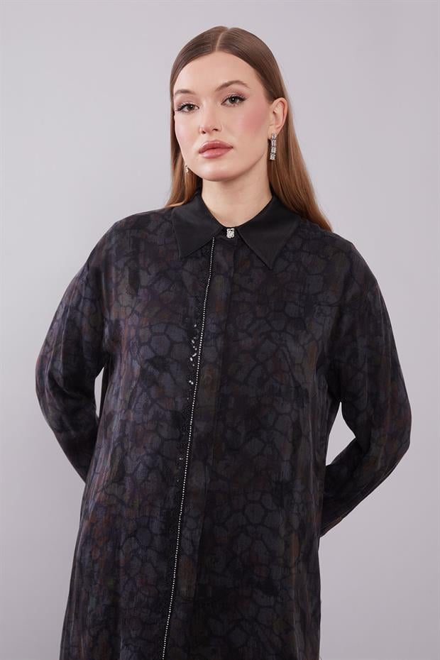 Kahve Kendinden Desenli Cupra İkili Takım