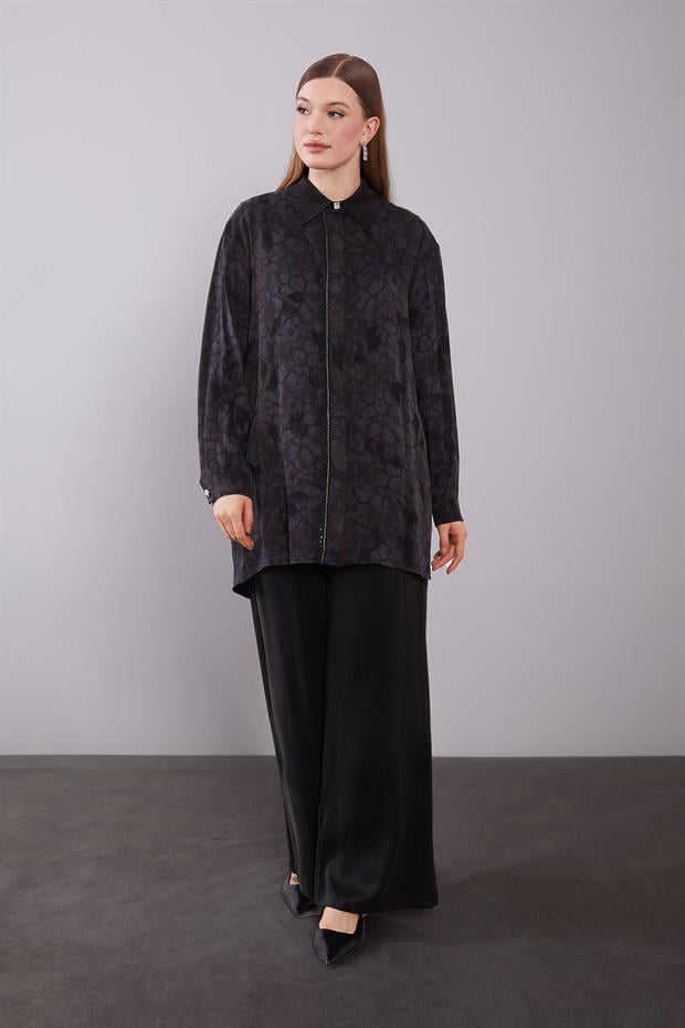 Kahve Kendinden Desenli Cupra İkili Takım