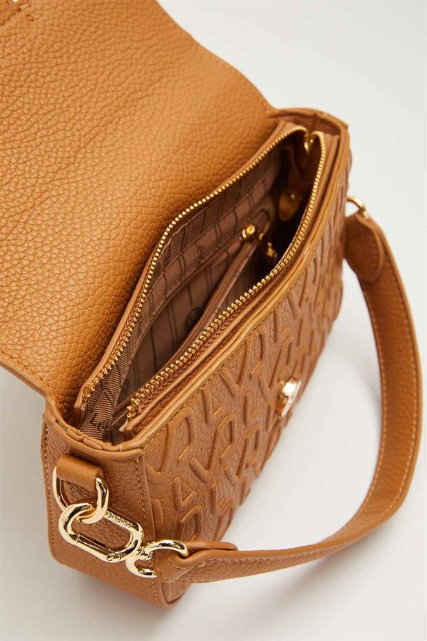 Kahve Kısa Askılı Dokulu Omuz Çantası