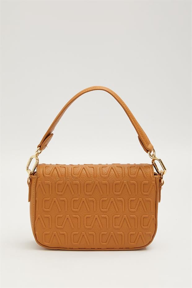 Kahve Kısa Askılı Dokulu Omuz Çantası